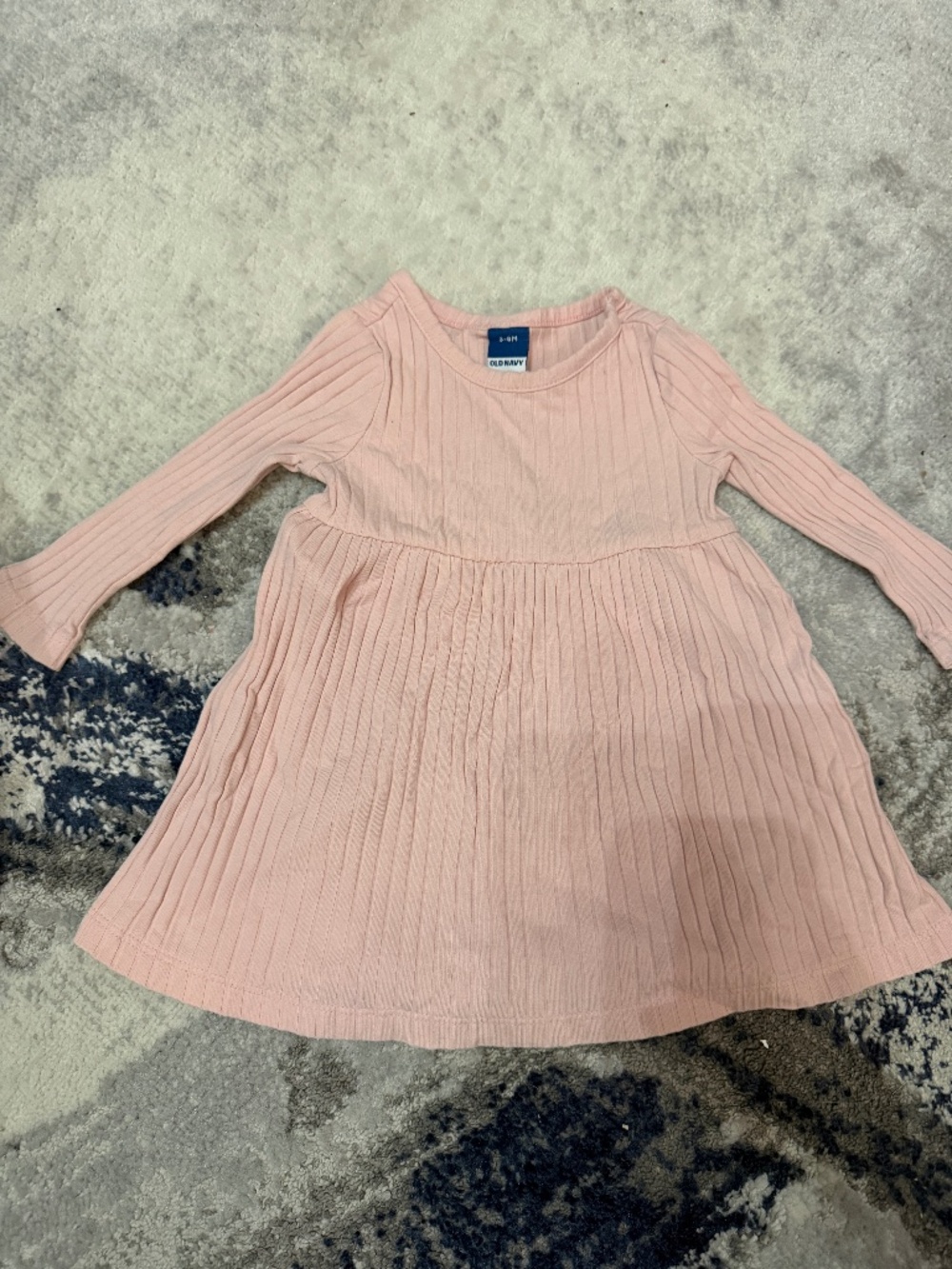 Old Navy Baby Girl 3-6M Pink Ribbed Long Sleeve Dress